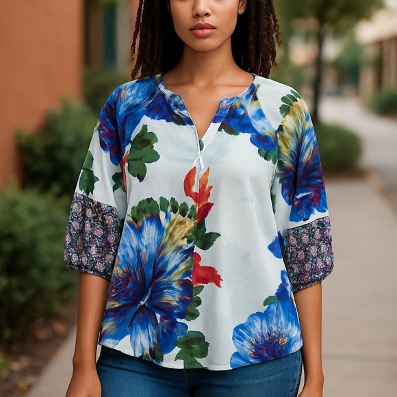 Fig and Flower Floral Print Women's Top sz S nwt, #18 - Picture 2 of 3